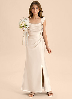 Azazie Jessamine Junior White Alabaster Mermaid Sweetheart Neckline Chiffon Dress image1