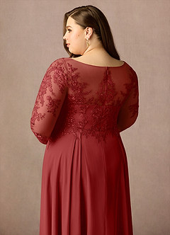 Azazie Marge 신부의 어머니 드레스 A라인 쉬폰 티 길이 드레스 image12