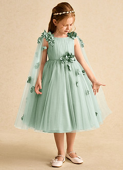 Azazie Staria Blumenmädchenkleider Ballkleid Gestreift Tüll Kleid Agave image7