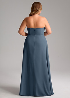 Azazie Wren Abiti da Damigella Abito Convertibile A-Line in Chiffon Spacco Laterale Blu Nettuno image15