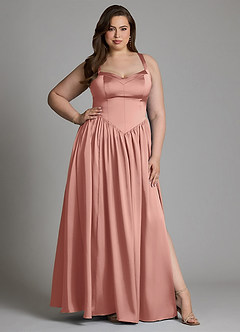 Azazie Francis Bridesmaid Dresses Rosette A-Line Corset Stretch Satin Dress image12