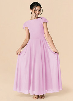 Azazie Payton Candy Pink A-Line Bow Chiffon Dress image3