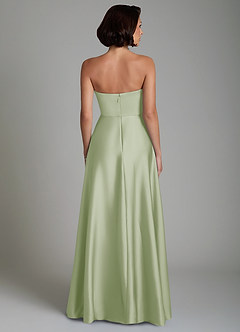 Azazie Odele At-home Try On Dresses Dusty Sage A-Line Strapless Stretch Satin Dress image2