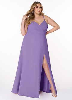 Azazie Everleigh Abiti da Damigella Abito A-Line in Chiffon con Scollo a Cuore a Pieghe Tahiti image10