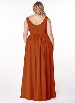 Azazie Keyla Bridesmaid Dresses Paprika A-Line V-Neck Pleated Chiffon Dress image7