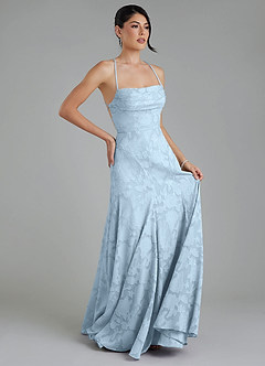 Azazie Tatum Bridesmaid Dresses Sky Blue A-Line Corset Floral Burnout Dress image5