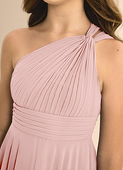 Azazie Charlize Junior Vestido de Rosa Empolvado de Gasa de Corte en A con Plisado image6