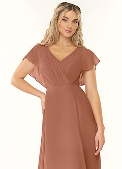 Azazie Rylee Bridesmaid Dresses Bronzer A-Line Pleated Chiffon Dress image4