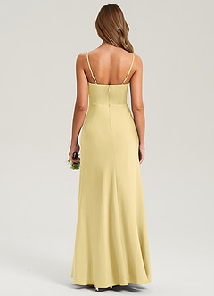 Azazie Lidia Robes de demoiselle d'honneur Robe Sirène en Satin extensible Fente Latérale Sorbet Citron image2