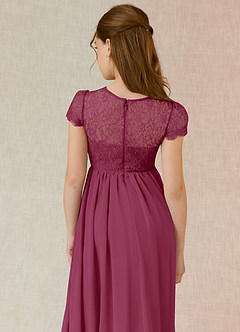 Azazie Delevingne Junior Robe Trapèze en Mousseline de soie Dentelle Mûre image5