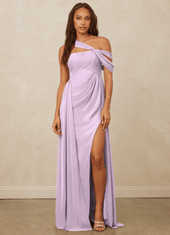 Christian Siriano Bridal for Azazie 1014 Bridesmaid Dresses Frosted Lilac A-Line Off the Shoulder Chiffon Dress image4