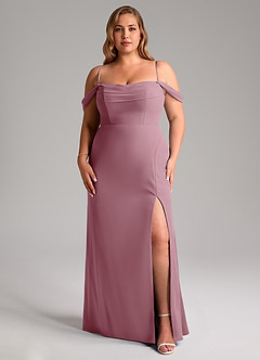 Azazie Saige Bridesmaid Dresses Vintage Mauve A-Line Off the Shoulder Chiffon Convertible Dress image14