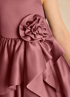 Azazie Hermia Flower Girl Dresses Amethyst A-Line Sleeveless Matte Satin Dress image6
