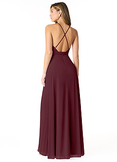 Azazie Luxy Final Sale Steel Blue A-Line Pleated Mesh Dress image2