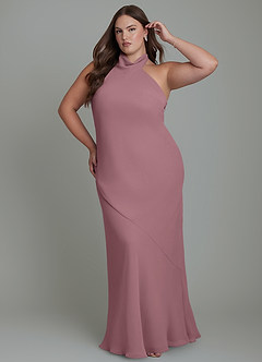 Azazie Velli Bridesmaid Dresses Amethyst Mermaid High Neck Chiffon Dress image10