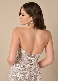 Azazie Leilani Wedding Dresses Diamond White Cocoa Mermaid Sequins Tulle Dress image7