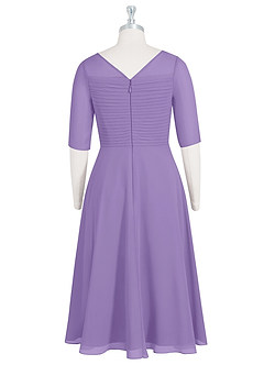 Azazie Naomi Kleider für die Brautmutter A-Linie Bootshals Gefaltet Chiffon Kleid Tahiti image8
