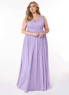 Azazie Kora Bridesmaid Dresses Lilac A-Line Pleated Chiffon Dress image10