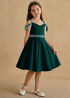 Azazie Judi Jurken voor bloemenmeisjes A-Lijn Jurk van Mat Satijn Pijnboom image4