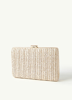 front Woven Wicker Clutch Bag