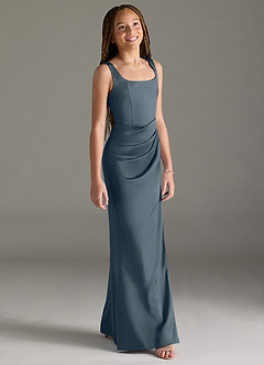 Azazie Mero Junior Meerjungfrau-Linie Plissee Stretch-Satin Kleid Zwielichtviolett image3