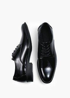 front Black Patent Brogue Derby Dress Shoes