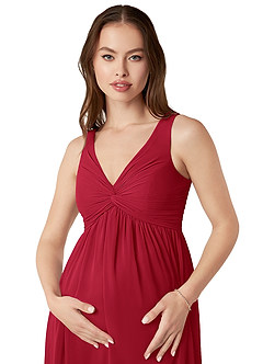 Azazie Yetta 임산부 신부 들러리 드레스 A라인 쉬폰 플로어 길이 드레스 image6