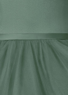 Azazie Marybell Flower Girl Dresses Eucalyptus A-Line Bow Tulle Dress image4