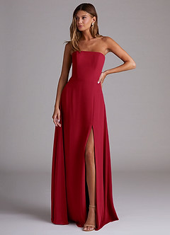 Azazie Wren Bridesmaid Dresses Scarlet A-Line Side Slit Chiffon Convertible Dress image1
