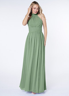 Azazie Iman Bridesmaid Dresses Matcha A-Line A-Line Ruched Chiffon Dress image4