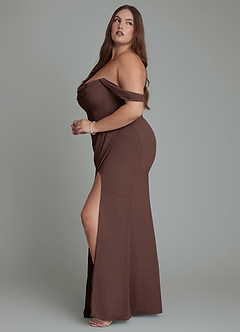Azazie Johana Jurken voor bruidsmeisjes Converteerbaar Jurk van Chiffon met Zeemeermin Off-shoulder Ganache image6