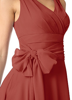 Azazie Bianca Final Sale Rust A-Line Pleated Chiffon Dress image4