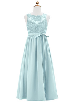 Azazie Elly Junior Sea Glass A-Line Lace Chiffon Dress image6
