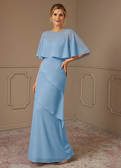 Azazie Bowie vestidos de madre de la novia Vestido de Azul Pálido de Gasa de Corte en A image1