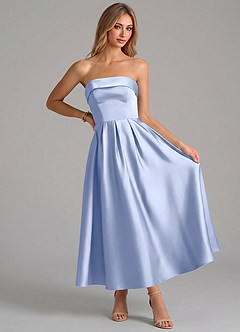 Azazie Lucienne Suknie dla druhen Linia A Pofałdowany Satyna elastyczna Długość kostki Sukienka image5