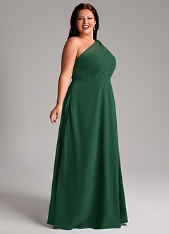 Azazie Phaedra Brautjungfernkleider A-Linie One-Shoulder Chiffon Kleid Dunkelgrün image11