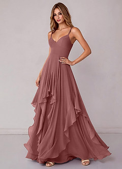 Azazie Zaina Bridesmaid Dresses Desert Rose A-Line Chiffon Dress image5