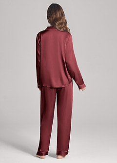 front Ensemble pyjama en satin manches longues et pantalon