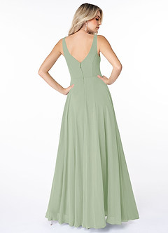 Azazie Calvi Bridesmaid Dresses Dusty Sage A-Line Ruched Chiffon Dress image2