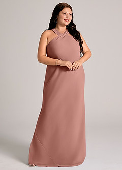 Azazie Doretta Bridesmaid Dresses Cedar Rose Mermaid Pleated Chiffon Dress image10