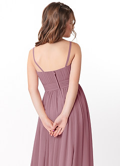 Azazie Astrid Junior Vintage Mauve A-Line Floral Chiffon Dress image4