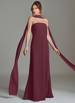 Azazie Ilana 신부 들러리 드레스 A라인 스트랩리스 쉬폰 바닥 길이 드레스 image5