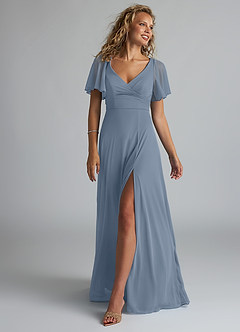 Azazie Induh Bridesmaid Dresses Twilight A-Line Flutter V-neck Mesh Dress image1