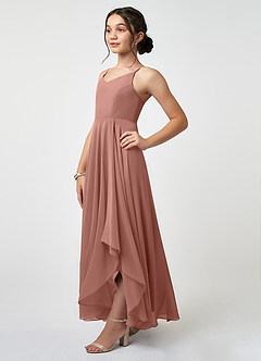 Azazie Collette Junior Cedar Rose A-Line Ruched Chiffon Dress image3