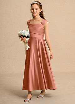 Azazie Bundle Junior Formal Flower Girl Klänningar Klä A-Line i Matt satäng Plisserad image5
