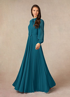 Azazie Adellah Mother of the Bride Dresses Ink Blue A-Line Pleated Chiffon Dress image2