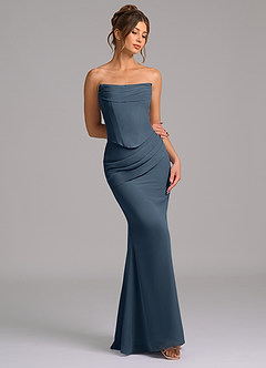 Azazie Sorrel Vestidos de damas de honor Vestido de Neptuno de Gasa de Corte Sirena con Corsé image7