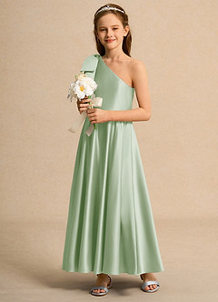 Azazie Guppy Junior Formal Flower Girl Klänningar Klä A-Line i Matt satäng Ena axeln image5