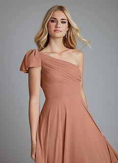 Azazie Elinora Final Sale Black A-Line One Shoulder Chiffon Dress image2