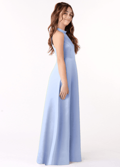 Azazie Laurel Junior Ice A-Line Stretch Satin Dress image2